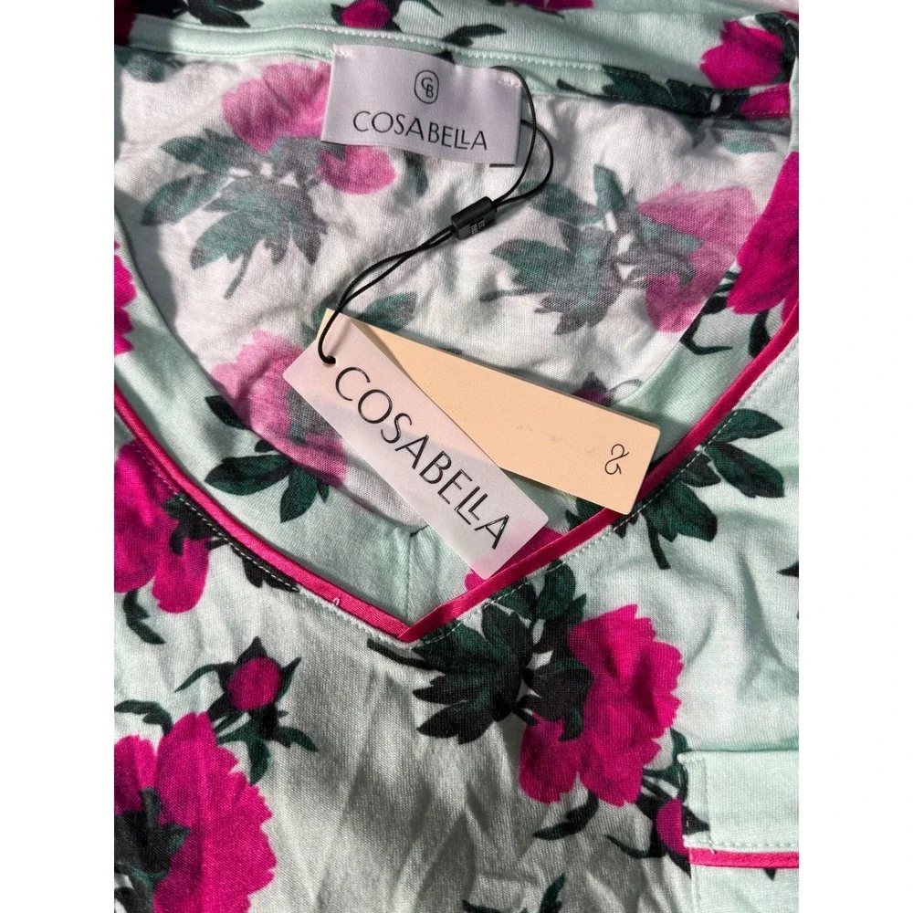 Cosabella Men's Pima Cotton Modal‎ Printed Pajama Set V-Neck Short Sleeve,Shorts